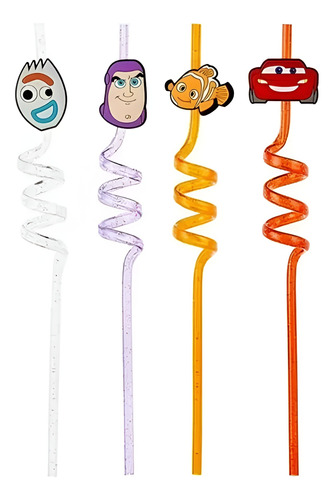 Set Popotes Espiral Infantil Disney Pixar 4 Pzas Acrílico.