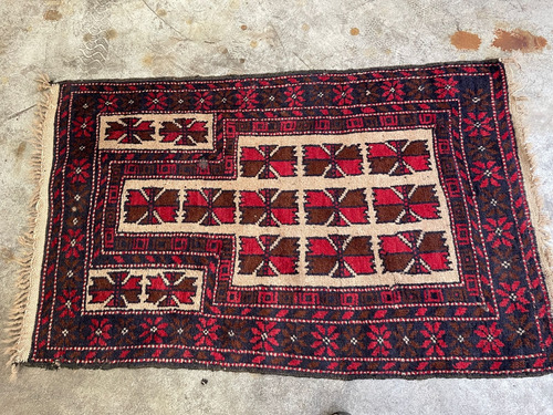 Alfombra Afgana De Oracion 20650# 123 X 79 Cm 1.23 M 79 Cm Geométrico Bordó (Usado)