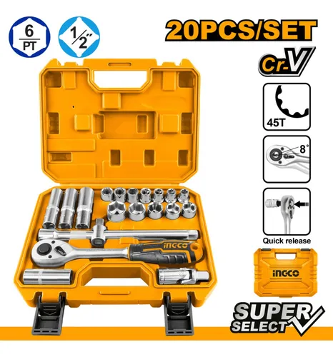Juego Dados 1/2 X 20 Pcs Super Select Ingco Hkts12201