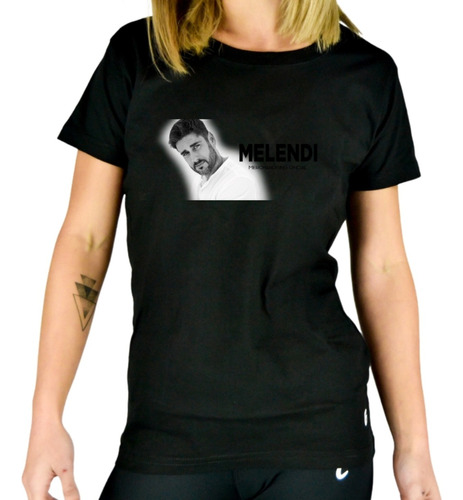 Remera Mujer Negra Personalizada Logo Melendi