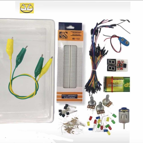 Kit Electrónico Caja Protoboard Jumpers Pila Y  Mas