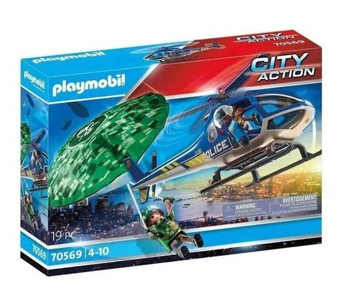 Playmobil City Action Helicoptero Policia  Paracaidas 70569