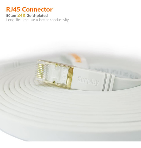 Cable Ethernet Cat8 De 50 Pies, Blanco, 40 Gbps, Blindado Y