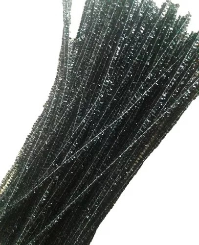 Limpia Pipas Glitter De 30 Cm 20 Unidades Negro Brillante