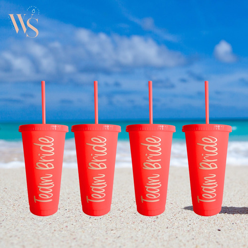 Kit De 7 Vasos Team Bride Para Despedida De Soltera Popote