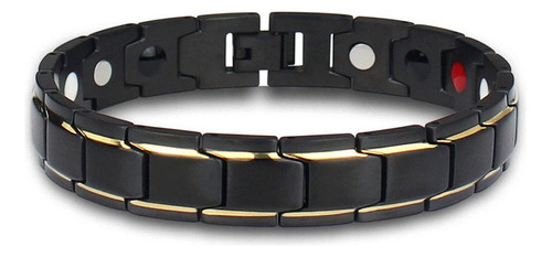 Pulsera Curativa Energética Terapéutica Oro Negro Titanio