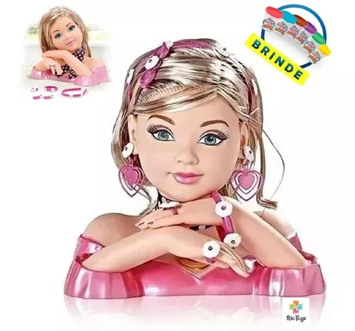 Boneca Charmosa Faça Penteados Maquiagem Pintura Infantil