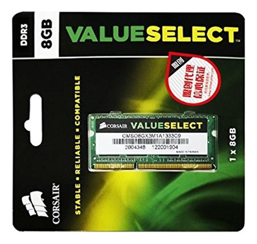 Corsair 8gb (1x8gb) Ddr3 De 1333 Mhz (pc3 10666) Portátil De