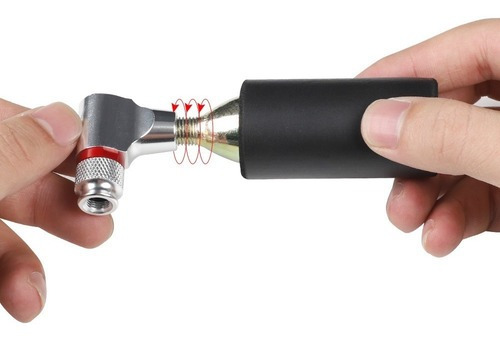 Aplicador De Gás CO2 Bomba Pneu Bicicleta Enchimento Rápido Preta Manual