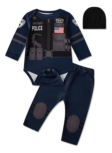 Disfraz Halloween Para Bebes Y Niños Uniforme Policia Swat S