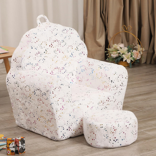 Momcaywex Sofá Infantil Con Otomana Sofá Tipo Concha Para Blanco Con Brillante