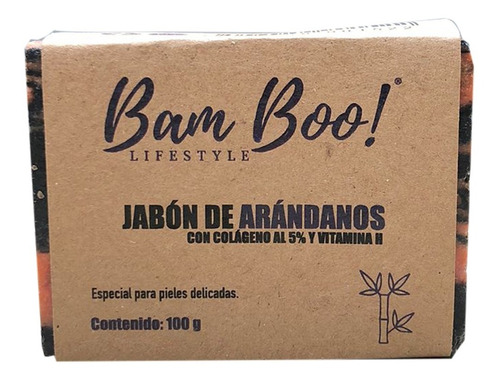 Imagen 1 de 5 de Jabón Arándanos Con Colágeno Y Vitamina H 100 Gr Bam Boo!