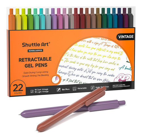 Shuttle Art Boligrafos De Gel Retractiles De Colores, 22 Col