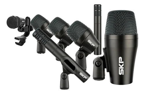 Micrófonos Skp Drum 7 Para Batería Set Con Estuche Y Clamps Color Negro
