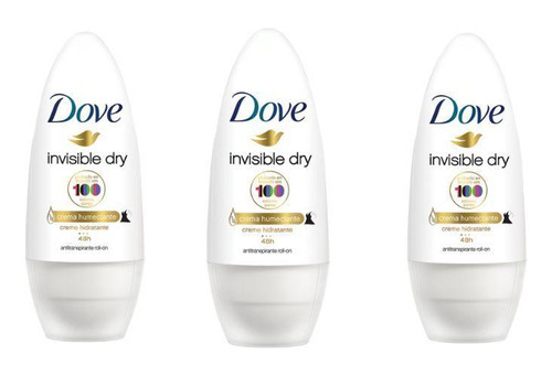 Desodorante Rollon Dove 50 Ml Feminino Invisible - Kit C/3un
