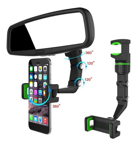 Imagen 1 de 5 de Soporte De Celular Universal Para Espejo Retrovisor Auto 360