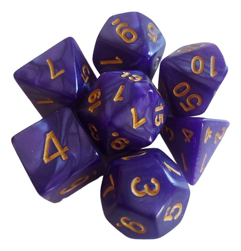 Juego De 7 Dados Para D&d Purpuras