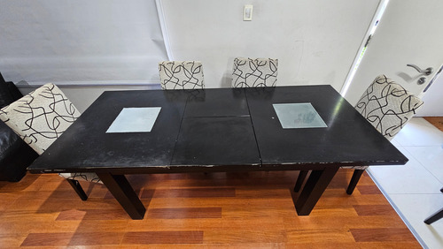 Mesa Comedor 210x90 Y Sillas De Madera X6 Negro Negro (Usado)