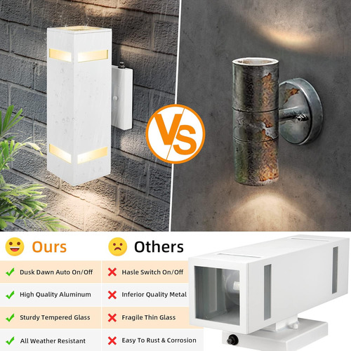Luces De Pared Para Exteriores Con Sensor De Anochecer A Ama