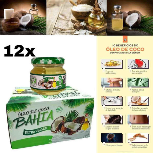 Kit Com 12 Óleo De Coco Bahia Extra Virgem 100% Orgânico