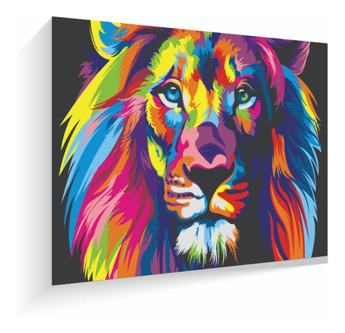 Cuadro  Maderatela Bantec El Rey Leon 60 X 42 Cm Pop Art