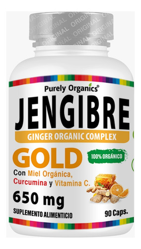 Jengibre Gold 3 En 1. Suplemento Orgánico, Con 90 Cápsulas.