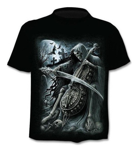 Camisa Gótica Para Hombre Con Diseño De Calavera 3d Impresa