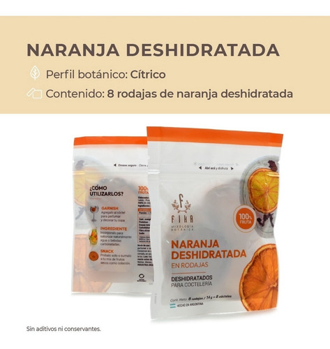 Imagen 2 de 7 de Cítricos Coctelería Naranja Deshidratada (rodajas) Garnish