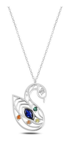 Collar Plata 925, Dije En Forma De Cisne, Estambul Joya Color Azul