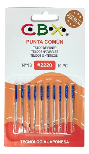 Agujas Cbx Común 2220 Maquina Familiar Nro 18 X Paquete Color Número 18