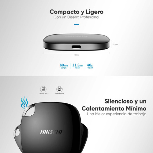 Hiksemi by Hikvision Unidad De Estado Solido Ssd Portátil 1024 Gb Conector Usb 3.0 Tipo C Ideal Para Almacenar Cualquier Tipo De Información (videos, Fotos, Documentos, Etc...)