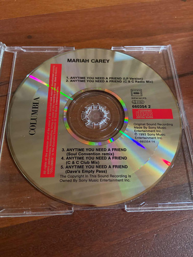 Mariah Carey Anytime You Need A Friend Cd Single Remixes (Usado)