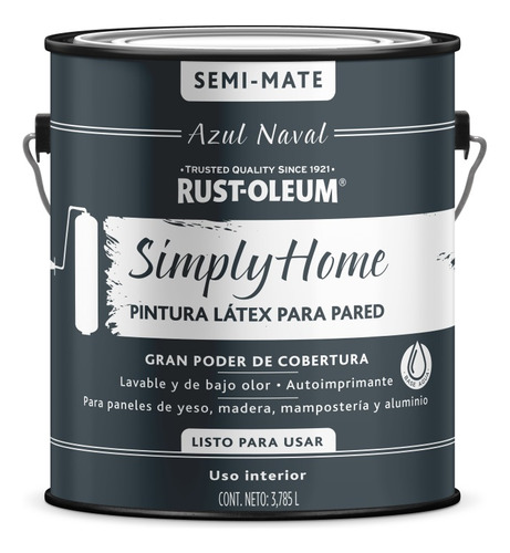 Pintura Latex 3.785l Simply Azul Naval Semi Mate Rust Oleum