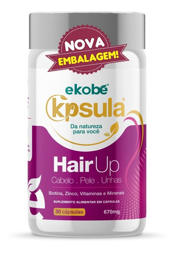 Vitamina Para Cabelo Hair Up 30cáps B7+b9+b12+zinco Ekobé