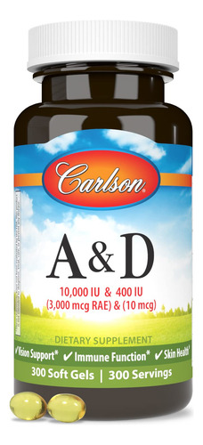 Carlson Vitaminas A Y D 10000 Ui Y 400 Ui 300 Cápsulas