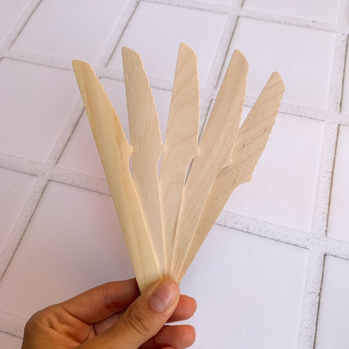 Cubiertos De Bambú-cuchillo 14 Cm /tenedor 13 Cm X 10.postre