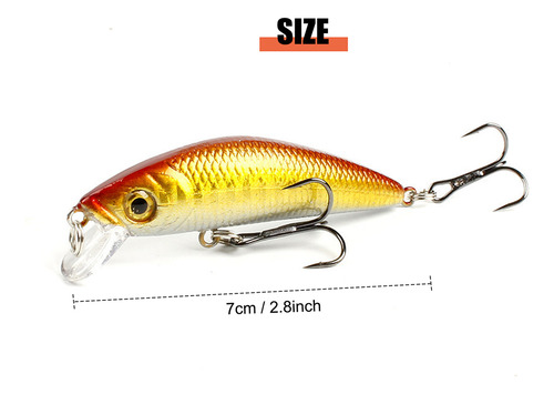 Crankbait Realista Para Lubinas Con Ojos En 3d Y 6 Ganchos