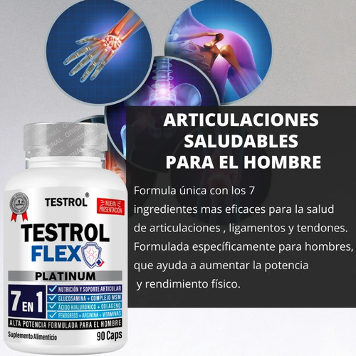 Imagen 3 de 10 de Testrol Flex Glucosamina + Msn Complex 90 Capsulas