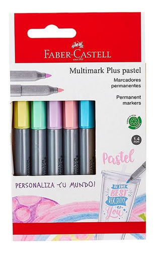 Marcador Permanente Multimark Plus Pastel Faber Castell X 5