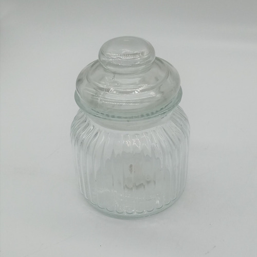 Imagen 2 de 3 de Frasco De Vidrio Acanalado Estilo Vintage 15x10 Cm