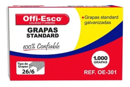 Gancho Cosedora Galvanizado Offi-esco  X1000 Und X10 Cajas