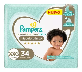 Pañales Pampers Premium Care Suave Talle Xxg X 34 Un