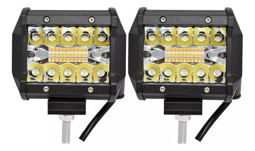 Barra Faro Led 20 Leds 60w Luz Blanca Fija Estrobo Amarillo