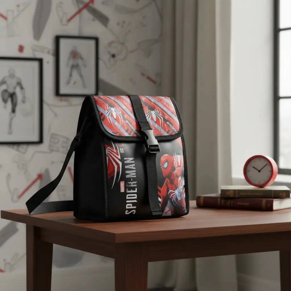 Lunchera Spiderman Black Red Negra