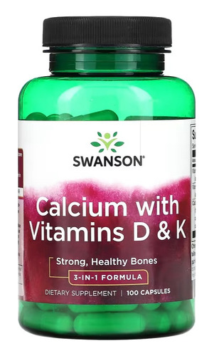Swanson Calcio Extra Fijacion Vit D Y K 100cap Envio Gratis