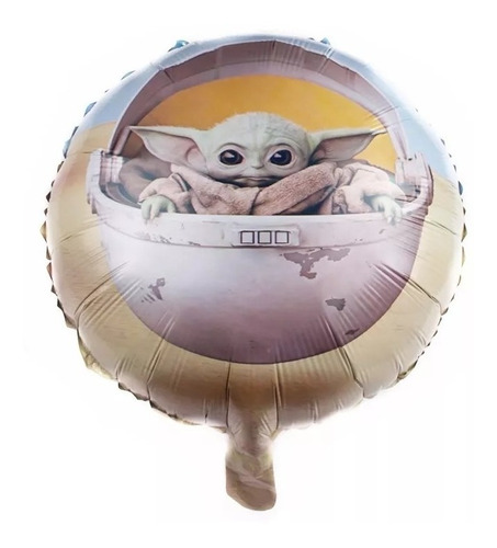 Globo Metálico Redondo Baby Yoda Star Wars 18''