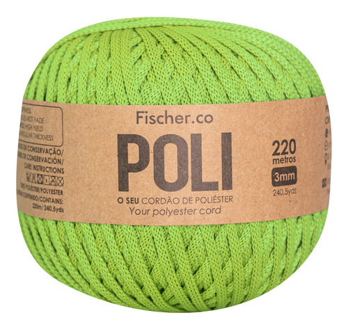 Fio Poli Náutico 3mm 220 Mts 100% Poliéster Super Macio Cor Verde Pistache