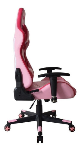 Silla de escritorio Njoytech Stratos gamer ergonómica negra y rosa con tapizado de cuero sintético