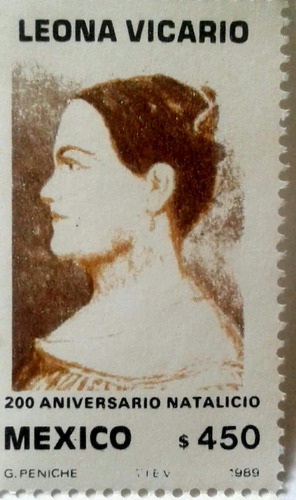 Imagen 1 de 3 de Timbres Postales Mexico Leona Vicario 200 Aniversario