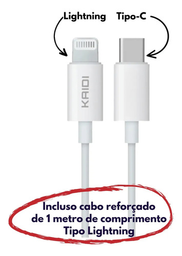 Fonte Carregador Turbo Para Iphone Pd 20w + Cabo Lightning Branco
